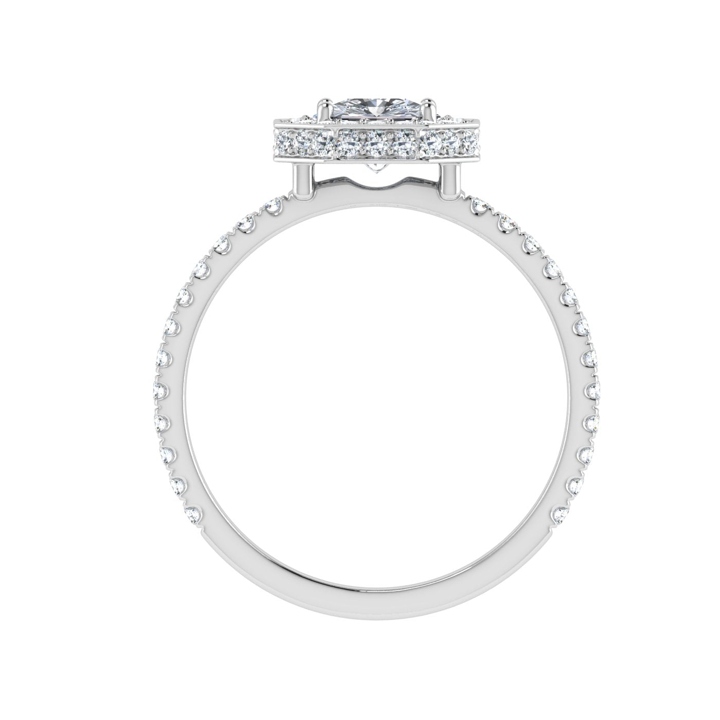 Elegy Asscher Cut Double Edge Halo Moissanite Engagement Ring White Gold